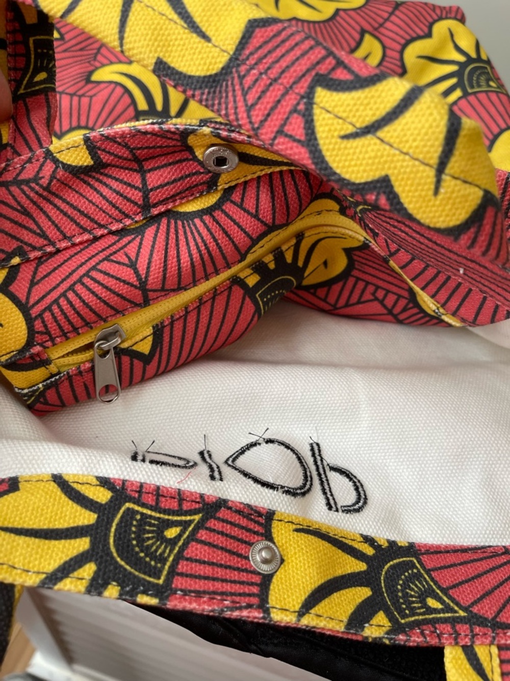 NWOT...DIOP...Printed Canvas Tote Bag in Yellow & Red - Picture 10 of 10